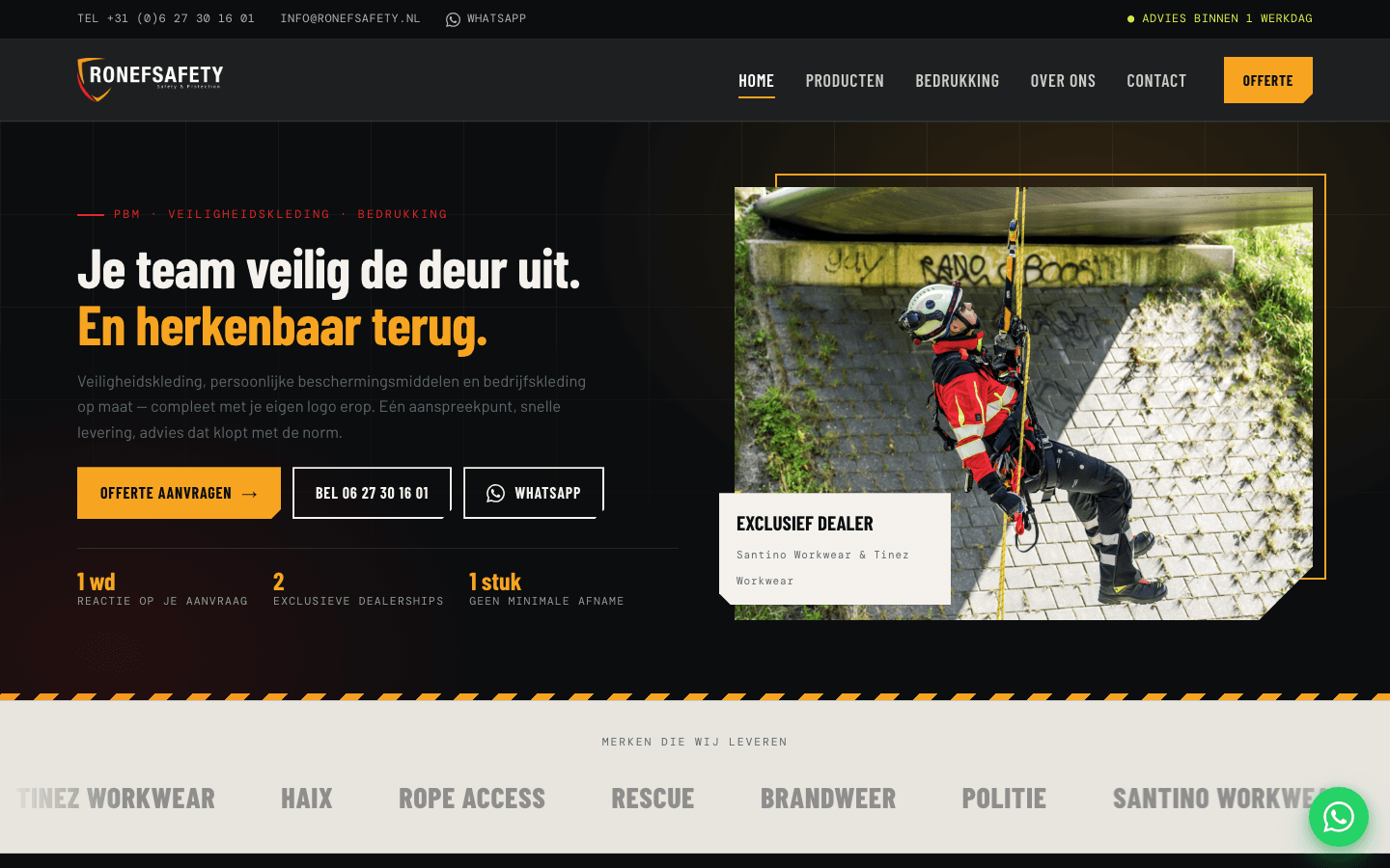 RonefSafety — Zakelijke website met offertemandje
