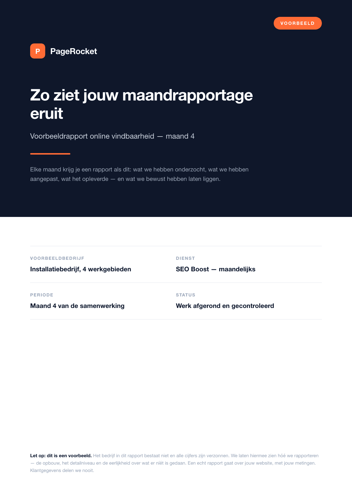 Pagina 1 van het voorbeeldrapport: Voorblad