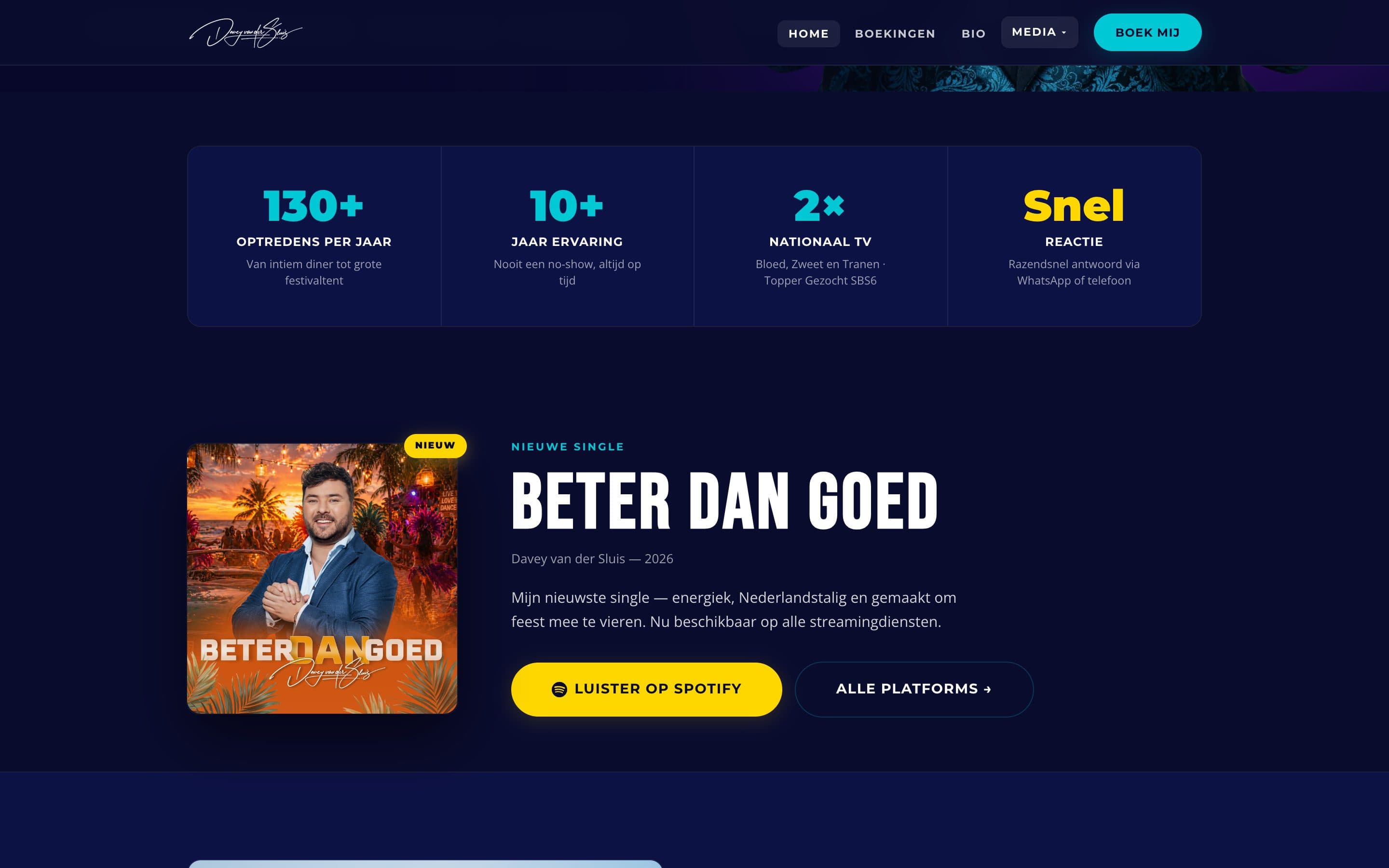 Tweede sectie van de site van Davey van der Sluis