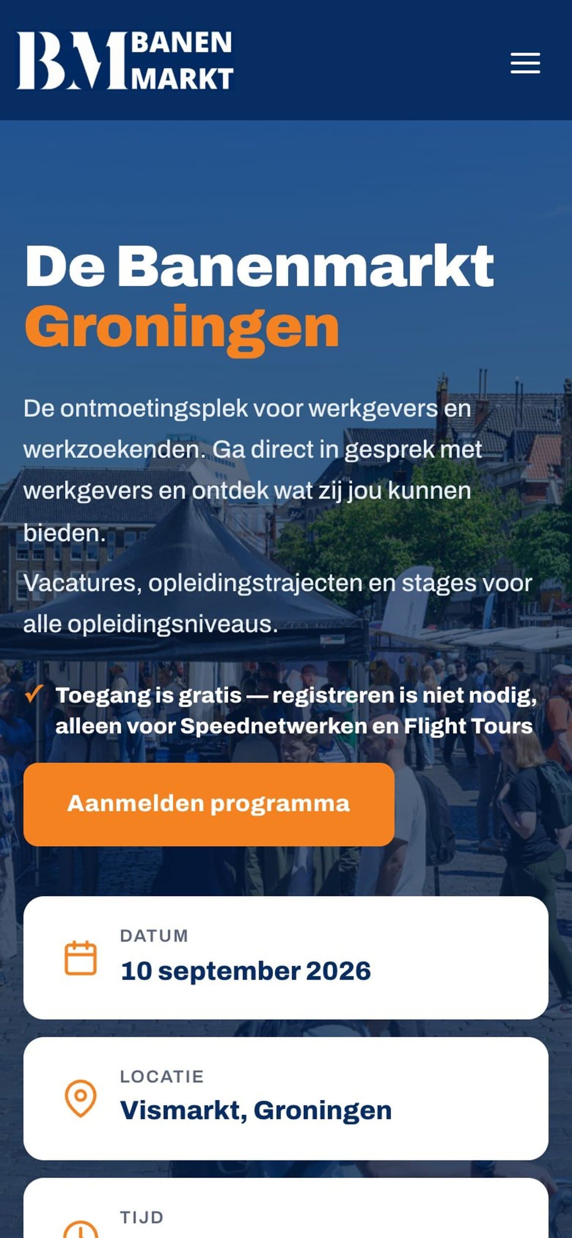 De Banenmarkt Groningen op een telefoon