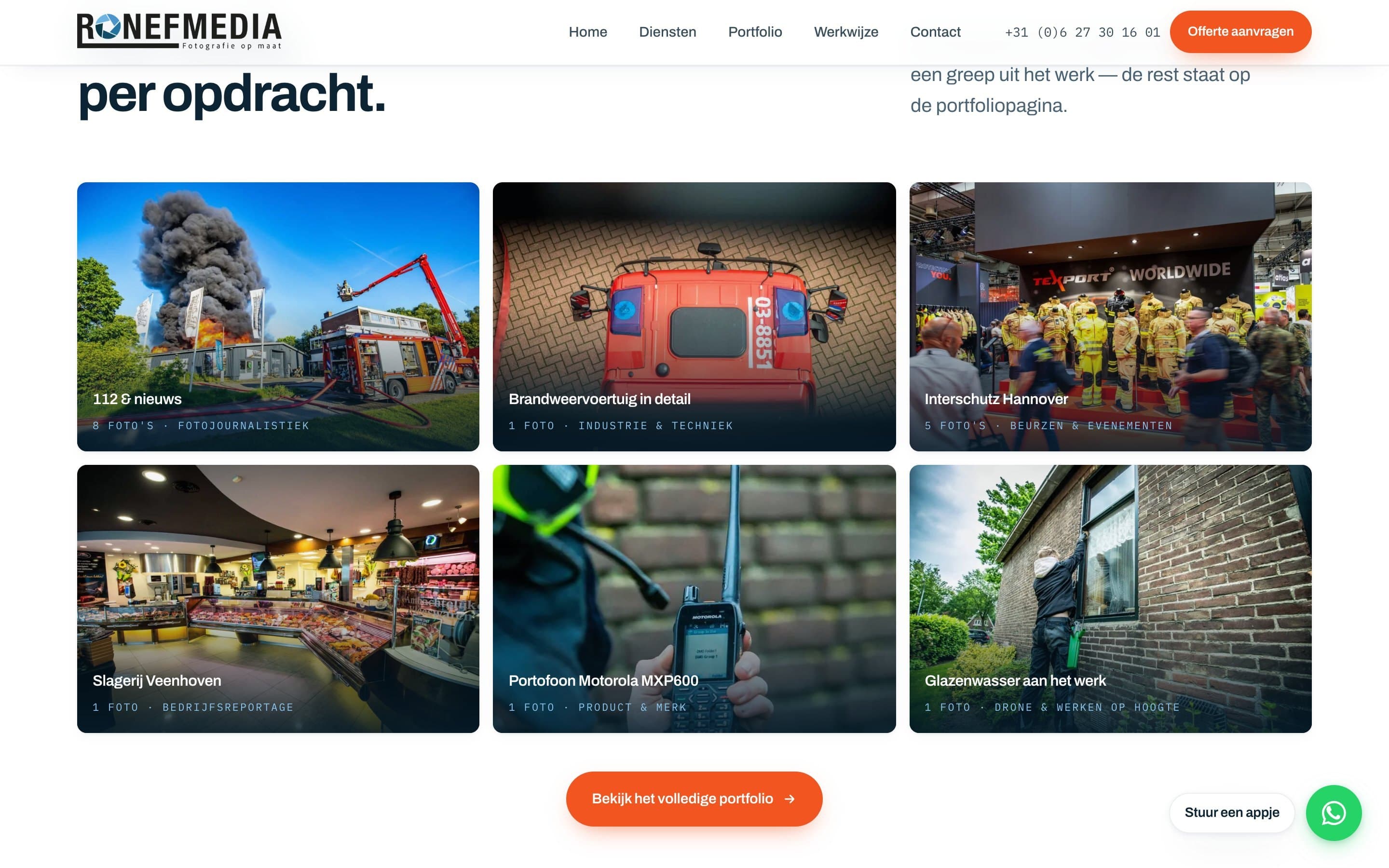 Werkvelden en portfolio op de site van RonefMedia